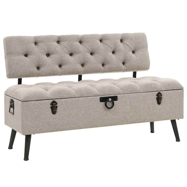 Opbergbank Met Rugleuning 110 Cm Crème Stof
