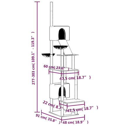 Kattenmeubel Vloer Tot Plafond 277-303 Cm Kleurig