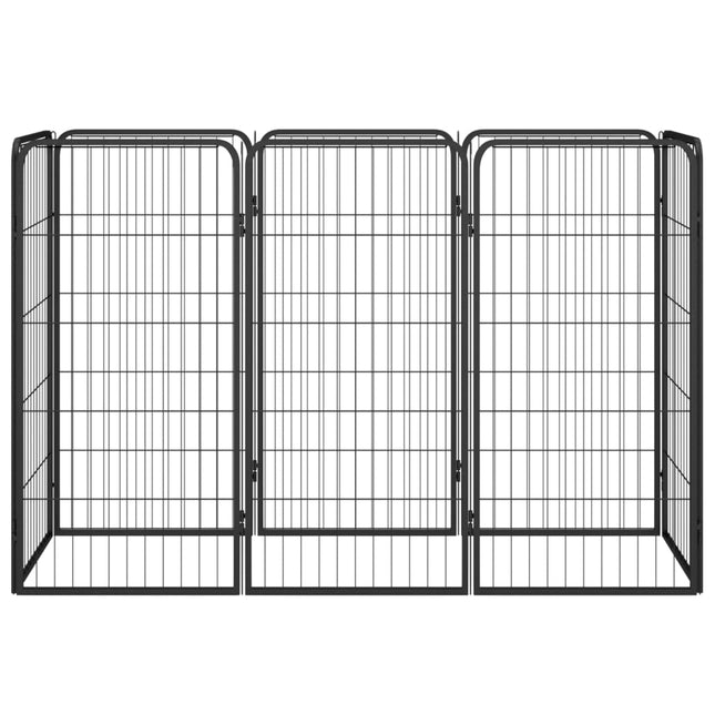 Hondenkennel 8 Panelen 50X100 Cm Gepoedercoat Staal Zwart