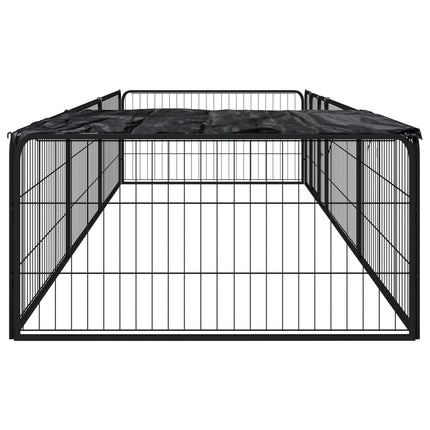 Hondenkennel 8 Panelen 100X50 Cm Gepoedercoat Staal Zwart