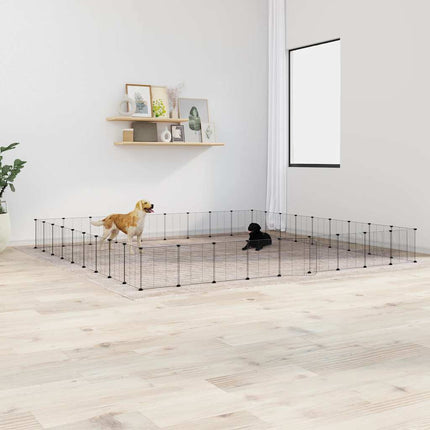 Huisdierenkooi Met Deur 36 Panelen 315X315X35 Cm Staal Zwart