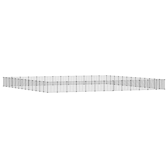 Huisdierenkooi Met Deur 52 Panelen 455X455X35 Cm Staal Zwart