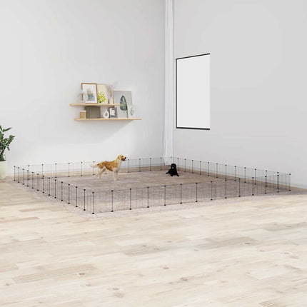 Huisdierenkooi Met Deur 52 Panelen 455X455X35 Cm Staal Zwart
