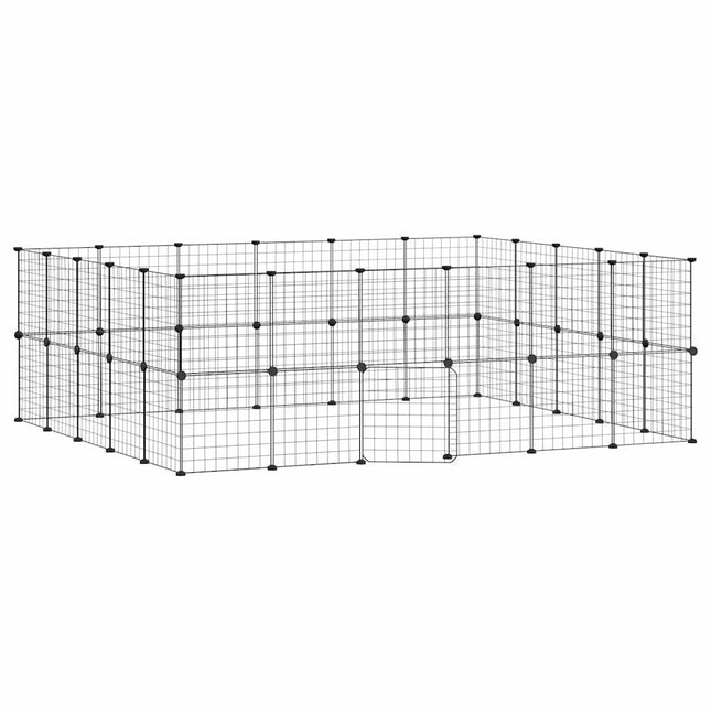 Huisdierenkooi Met Deur 44 Panelen 210X175X70 Cm Staal Zwart