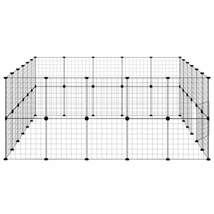 Huisdierenkooi Met Deur 44 Panelen 210X175X70 Cm Staal Zwart