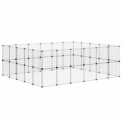 Huisdierenkooi Met Deur 44 Panelen 210X175X70 Cm Staal Zwart