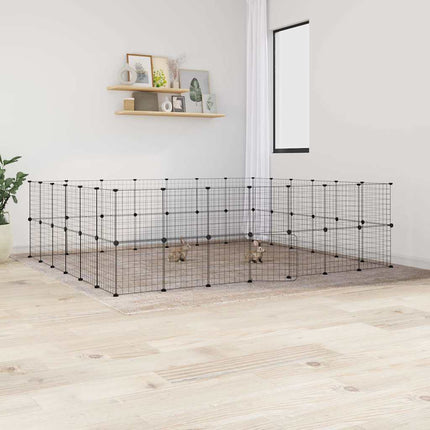 Huisdierenkooi Met Deur 52 Panelen 245X210X70 Cm Staal Zwart