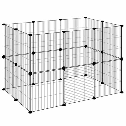 Huisdierenkooi Met Deur 20 Panelen 105X70X70 Cm Staal Zwart