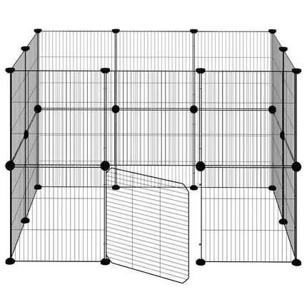 Huisdierenkooi Met Deur 20 Panelen 105X70X70 Cm Staal Zwart