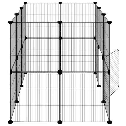 Huisdierenkooi Met Deur 20 Panelen 105X70X70 Cm Staal Zwart