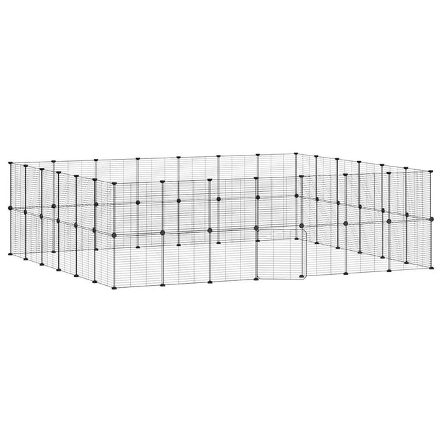 Huisdierenkooi Met Deur 52 Panelen 245X210X70 Cm Staal Zwart