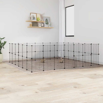 Huisdierenkooi Met Deur 52 Panelen 245X210X70 Cm Staal Zwart