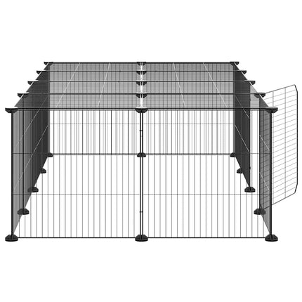 Huisdierenkooi Met Deur 20 Panelen 140X70X35 Cm Staal Zwart