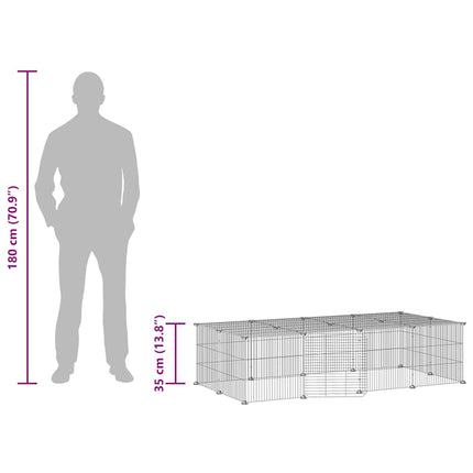 Huisdierenkooi Met Deur 20 Panelen 140X70X35 Cm Staal Zwart