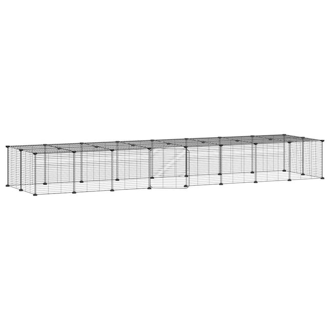 Huisdierenkooi Met Deur 36 Panelen 280X70X35 Cm Staal Zwart