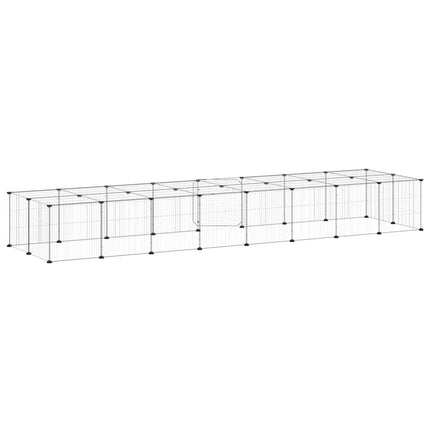 Huisdierenkooi Met Deur 36 Panelen 280X70X35 Cm Staal Zwart
