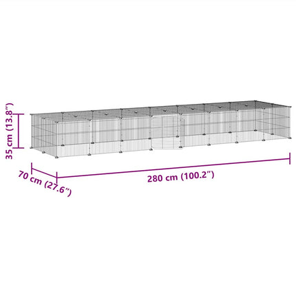 Huisdierenkooi Met Deur 36 Panelen 280X70X35 Cm Staal Zwart