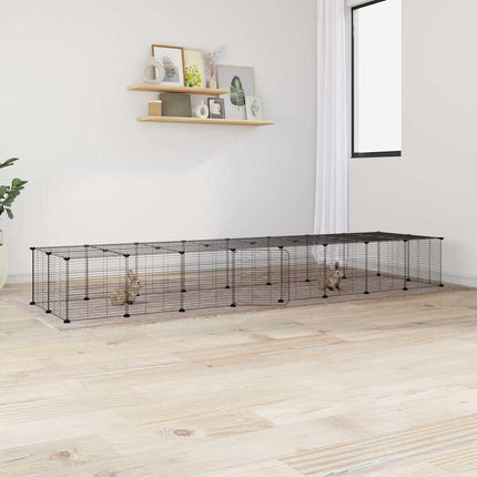Huisdierenkooi Met Deur 36 Panelen 280X70X35 Cm Staal Zwart