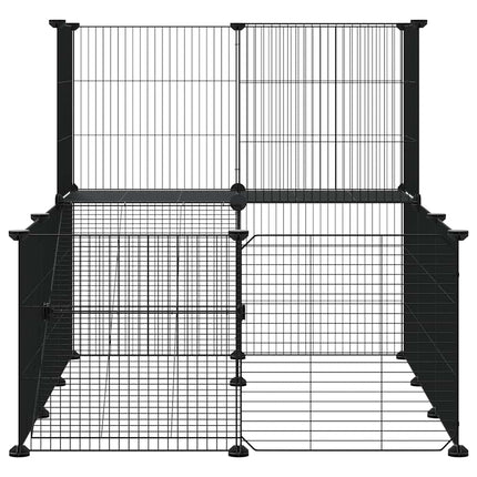 Huisdierenkooi Met Deur 20 Panelen 105X70X70 Cm Staal Zwart