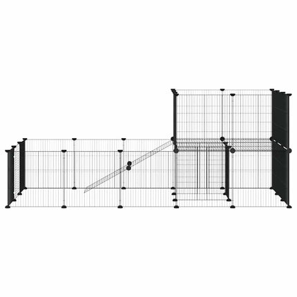 Huisdierenkooi Met Deur 36 Panelen 175X105X70 Cm Staal Zwart