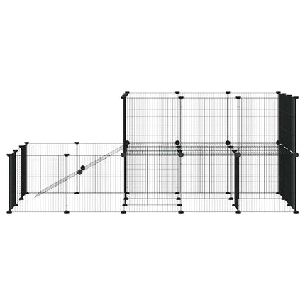 Huisdierenkooi Met Deur 44 Panelen 175X105X70 Cm Staal Zwart