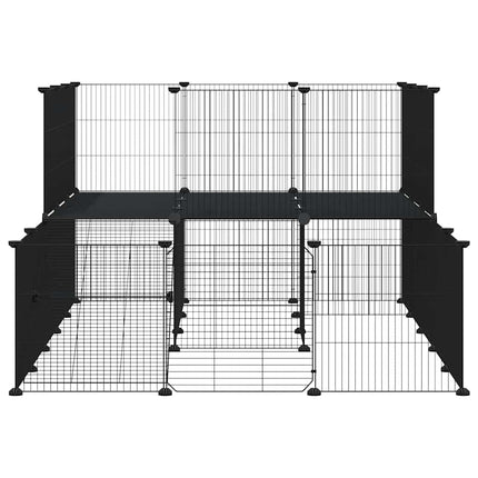 Huisdierenkooi Met Deur 44 Panelen 175X105X70 Cm Staal Zwart
