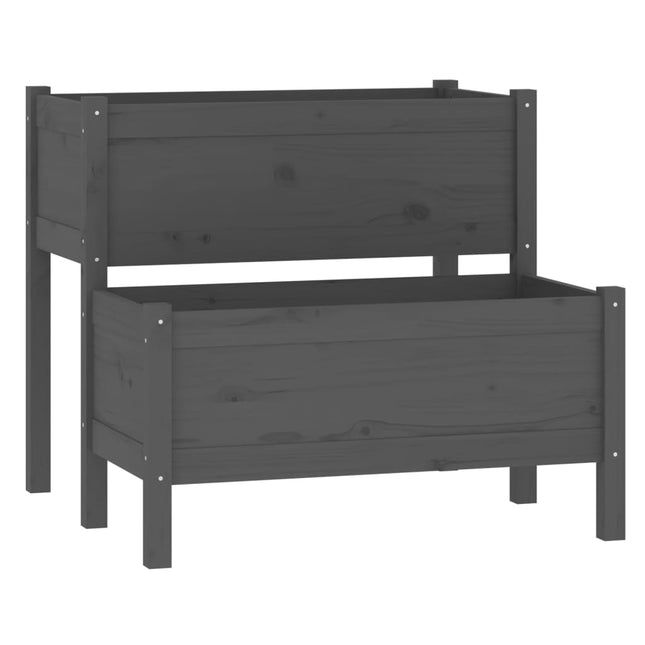 Plantenbak 84,5X84X75 Cm Massief Grenenhout Grijs