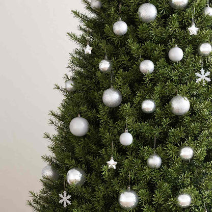 111-delige Kerstballenset polystyreen zilverkleurig