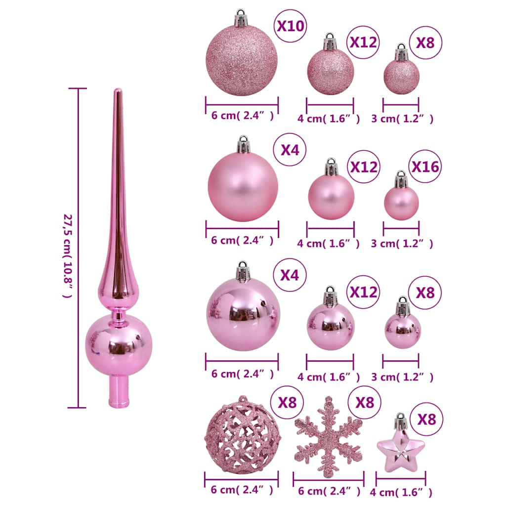111-delige Kerstballenset polystyreen roze
