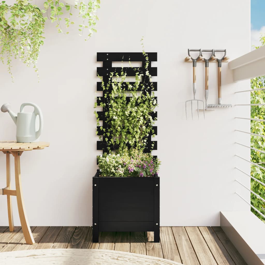 Plantenbak Met Rek 39X39,5X114 Cm Massief Douglashout