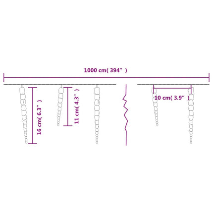 Kerst Ijspegellamp 100 Led's Warm Wit 10 M Acryl Pvc