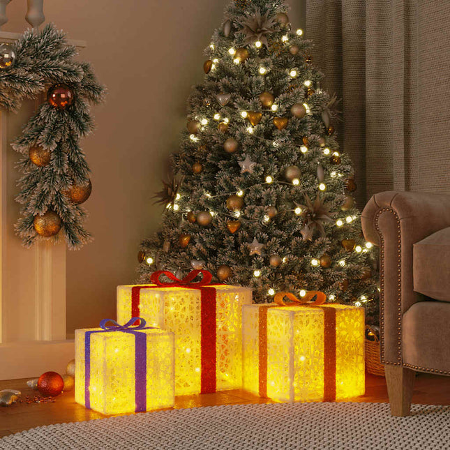 Kerstfiguur Cadeaudoos 3 St Verlicht 64 Warmte Led's