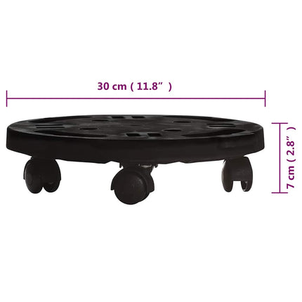 Plantentrolleys Met Wielen 170 Kg Diameter 30 Cm Zwart