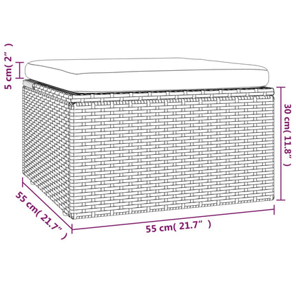 Met Kussen 55X55X30 Cm Poly Rattan Grijs