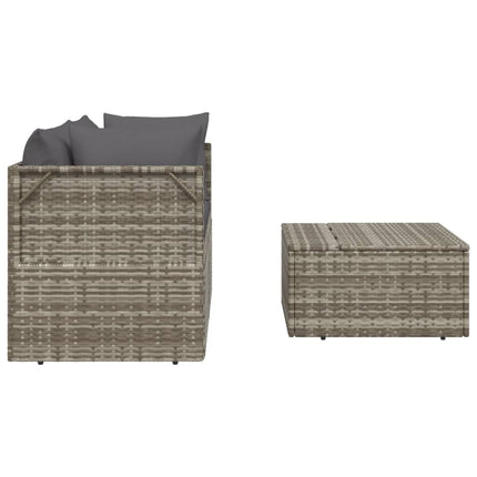 3-Delige Loungeset Met Kussens Poly Rattan Grijs