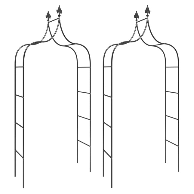 Tuinbogen 2 St 120X38X260 Cm Staal Zwart