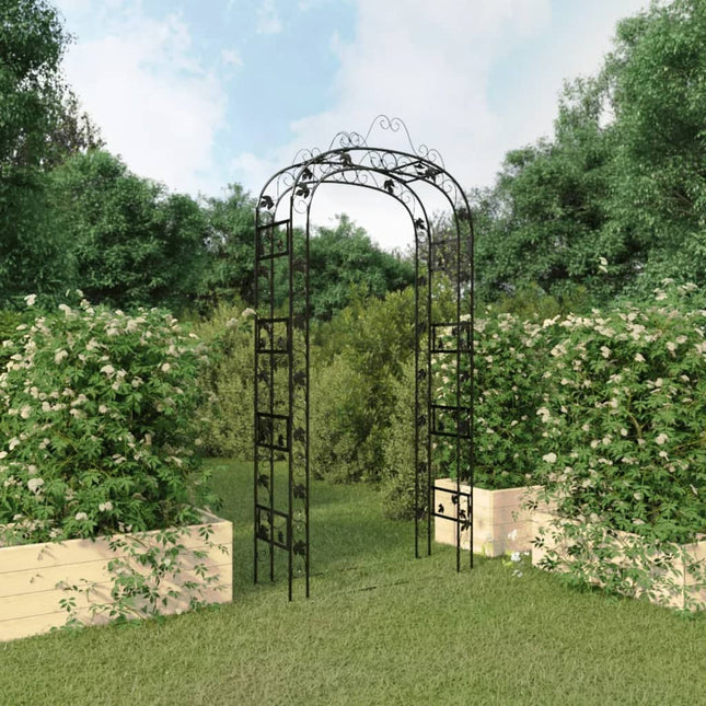 Tuinboog 116X45X240 Cm Staal Zwart Koudwit