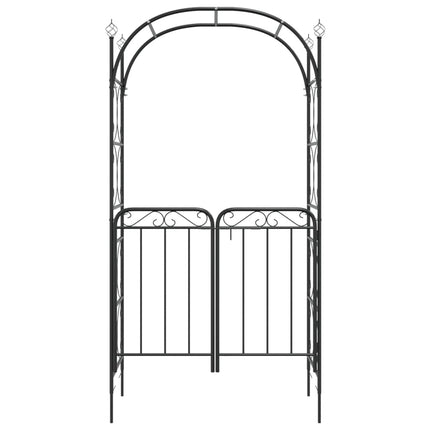 Tuinboog Met Poort 108X45X235 Cm Staal Zwart
