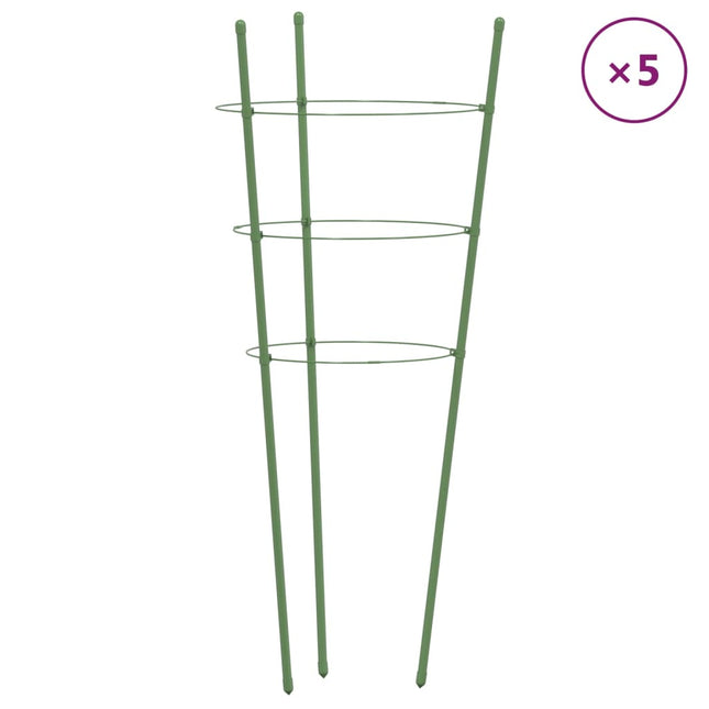 Plantensteunen Met 3 Ringen 45 Cm Staal Groen