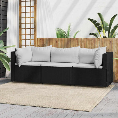 3-Delige Loungeset Met Kussens Poly Rattan