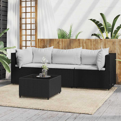 4-Delige Loungeset Met Kussens Poly Rattan