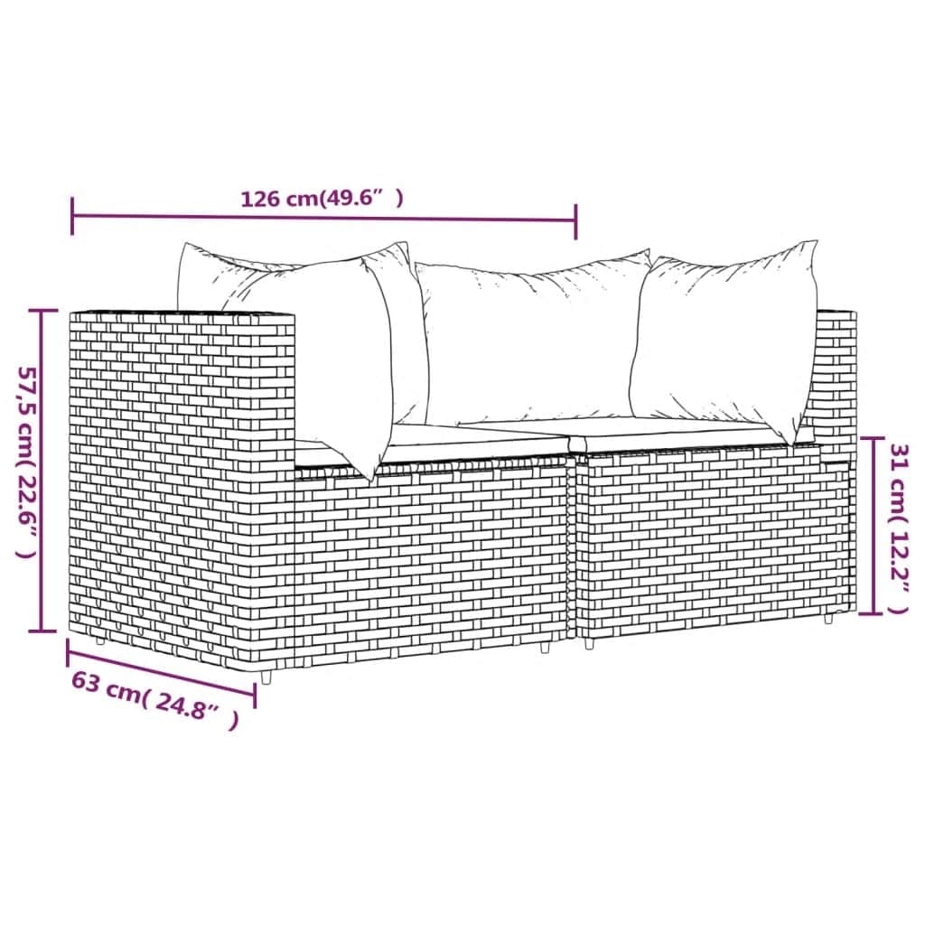 Tuinhoekbanken Met Kussens 2 St Poly Rattan