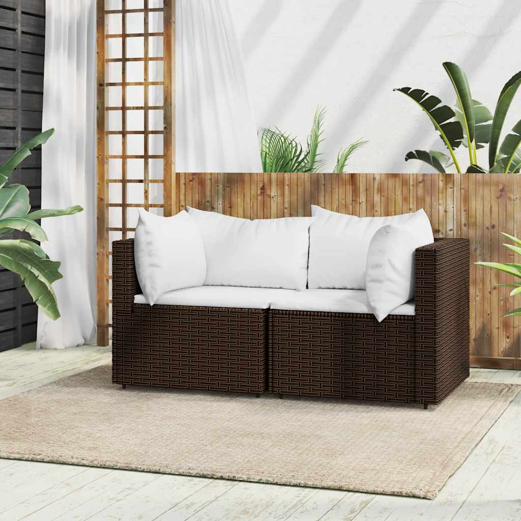 Tuinhoekbanken Met Kussens 2 St Poly Rattan