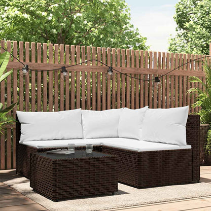4-Delige Loungeset Met Kussens Poly Rattan