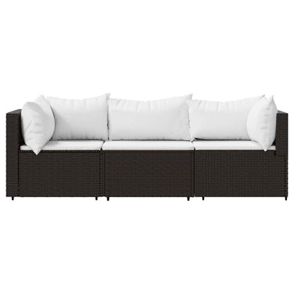 3-Delige Loungeset Met Kussens Poly Rattan