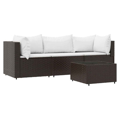 4-Delige Loungeset Met Kussens Poly Rattan