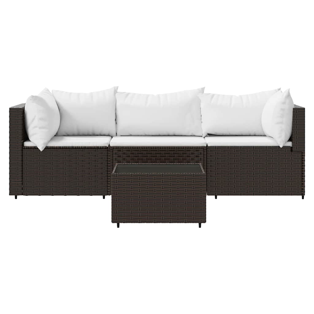 4-Delige Loungeset Met Kussens Poly Rattan