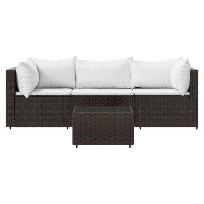 4-Delige Loungeset Met Kussens Poly Rattan