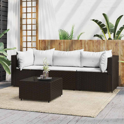 4-Delige Loungeset Met Kussens Poly Rattan