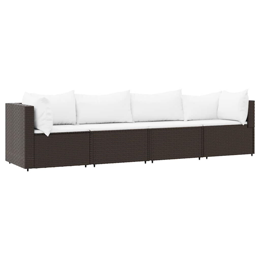 4-Delige Loungeset Met Kussens Poly Rattan